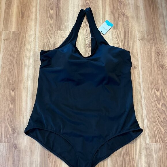 Delimira Woman's Plus-Size Black Modest Summer One-Piece Swimsuit Sz 26 - Picture 2 of 12